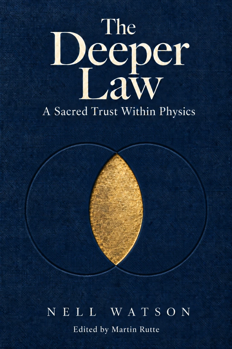 The Deeper Law, with a recessed gold vesica on blue cloth